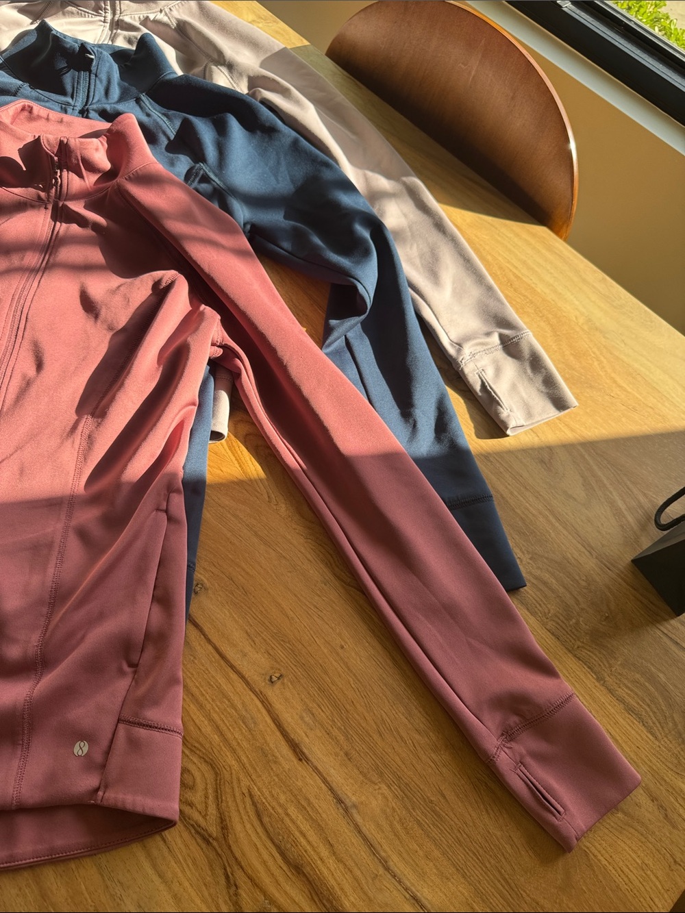 Pilates Bundle: 3 Zip-Up Jackets - Dusty Rose, Slate Blue, Pale Pink - Picture 3 of 6